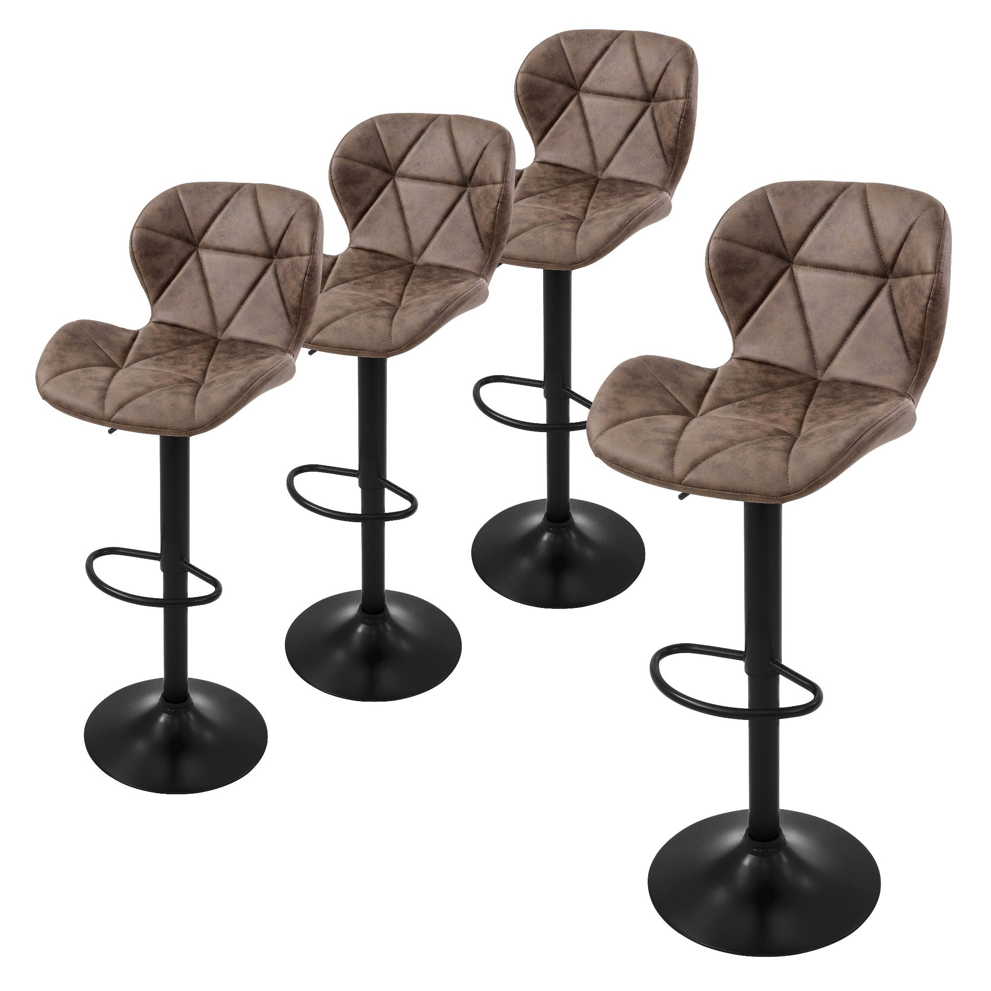 ECD Germany Möbel tabouret de bar marron similicuir lot de 4 réglable