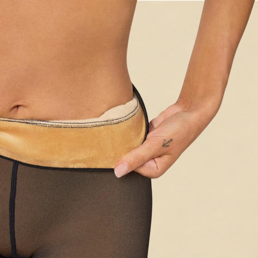 Shop-Story Lifestyle Collants Thermiques Coeurs Noir 34-40 Polaire