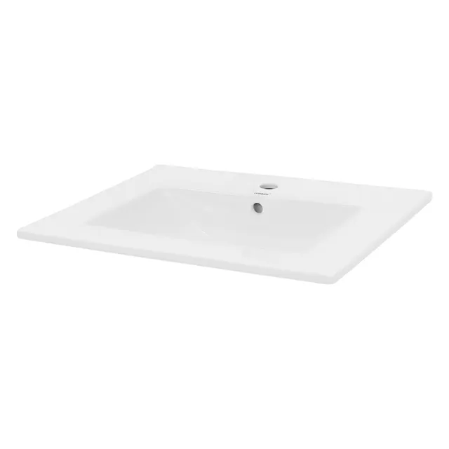 LuxeBath Lavabo céramique blanc 61 cm + bonde argent