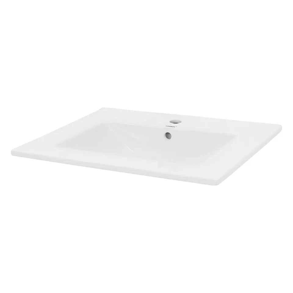 LuxeBath Lavabo céramique blanc 61 cm + bonde argent