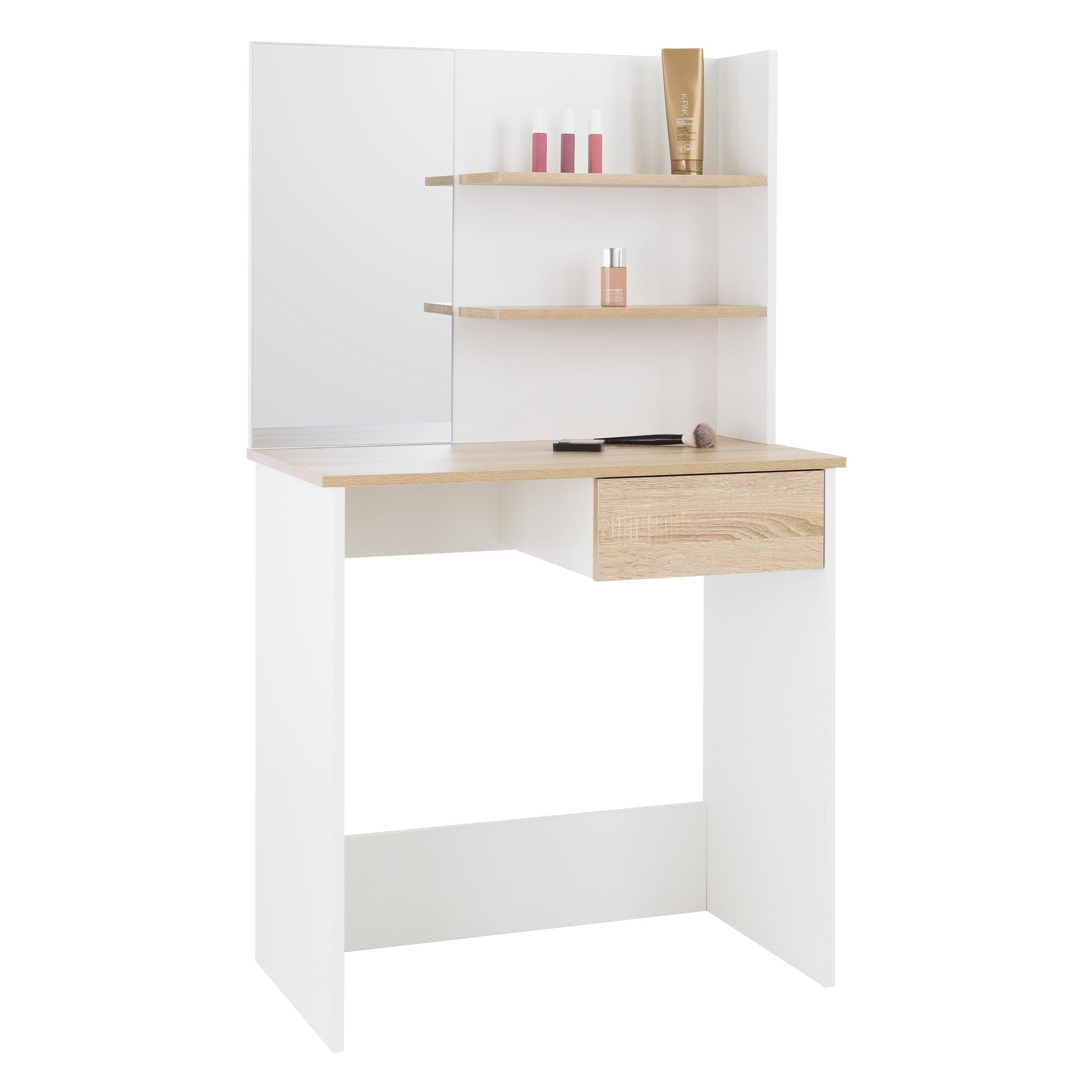 ECD Germany coiffeuse blanche 75x40x135 miroir tiroir maquillage