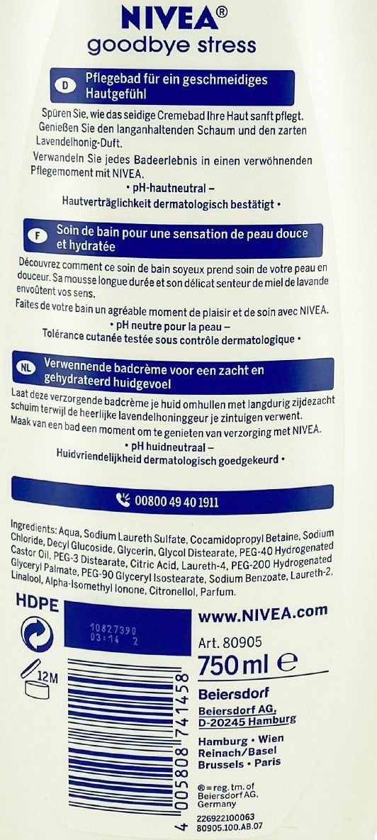 Nivea Goodbye Stress crème de douche miel lavande