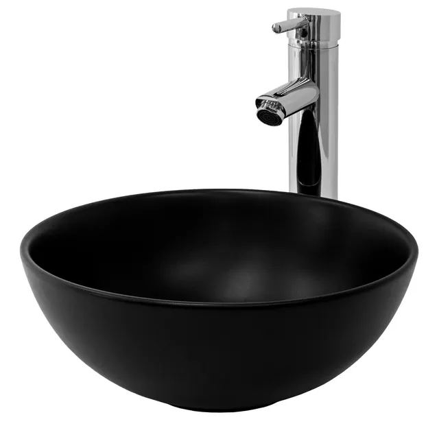 ECD Germany Sanitär vasque ronde noire 32 cm céramique à poser