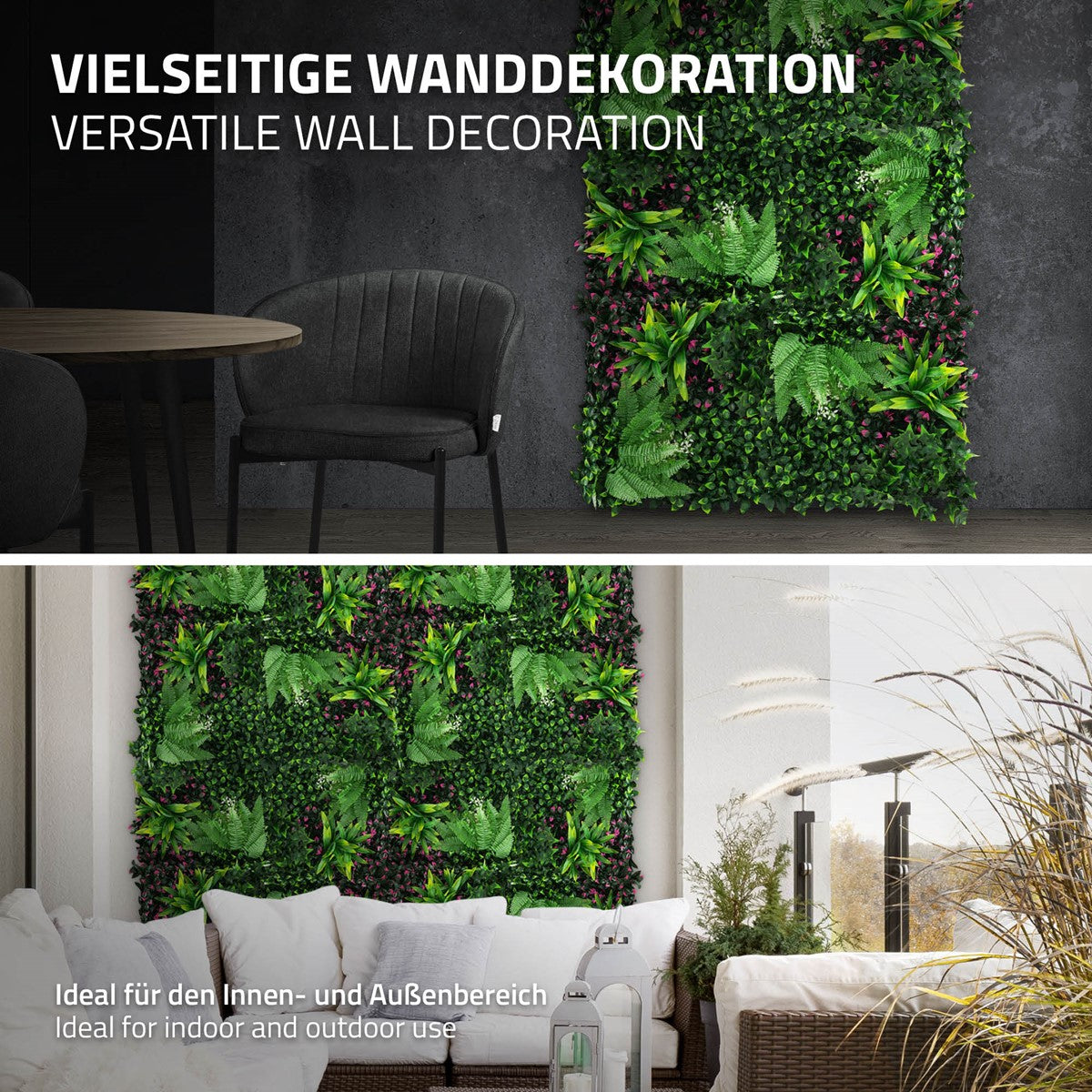 ECD Germany Jungle Fern mur végétal artificiel vert lot 4 50x50 cm