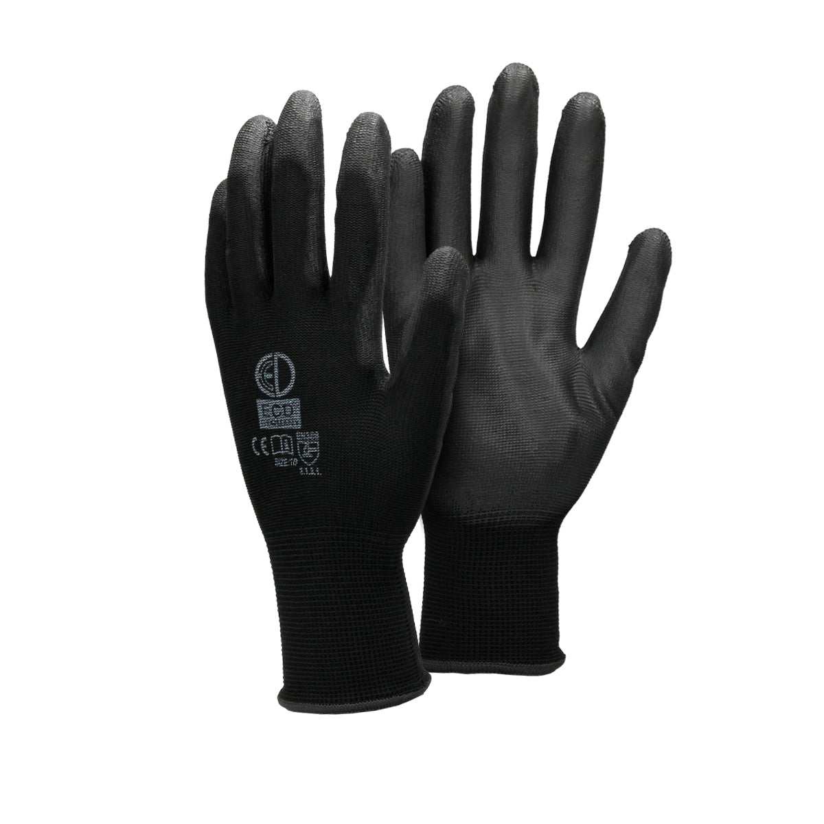 ECD Germany gants de travail PU noir XL lot 240 paires