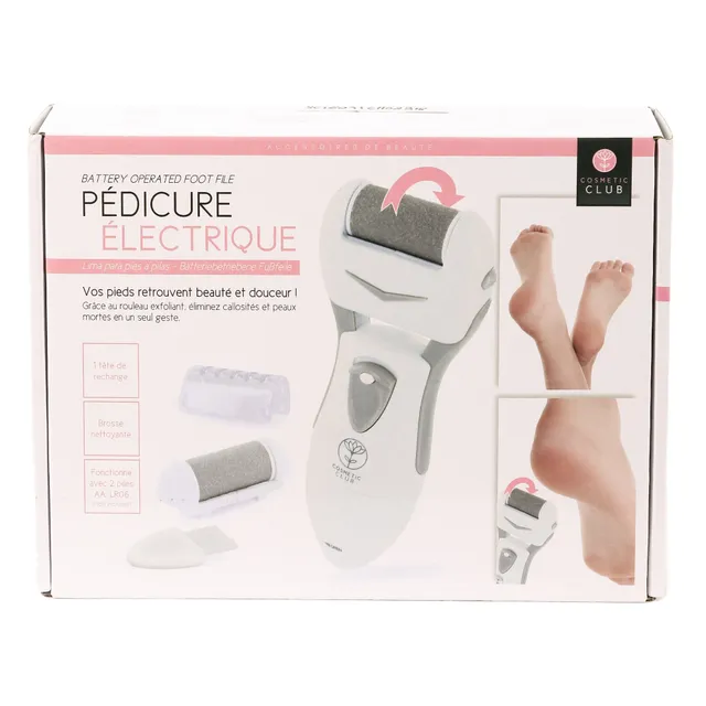 Râpe électrique pédicure anti-callosités + tête rechange + brosse