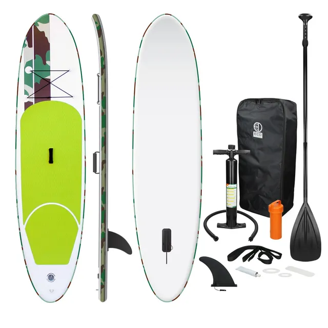 ECD Germany paddle gonflable SUP 308 cm vert PVC pompe