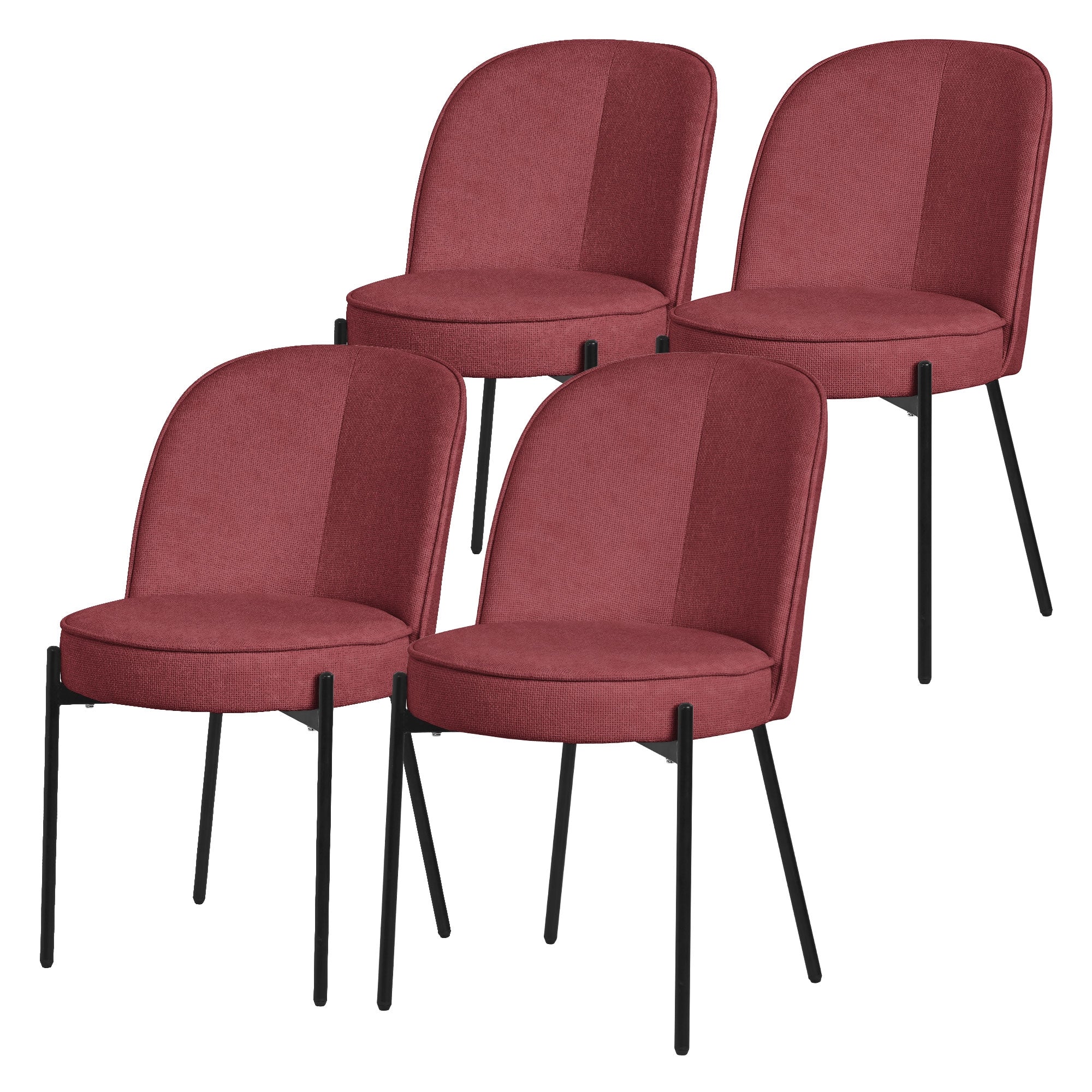 ECD Germany Möbel lot 4 chaises salle à manger rouge tissu