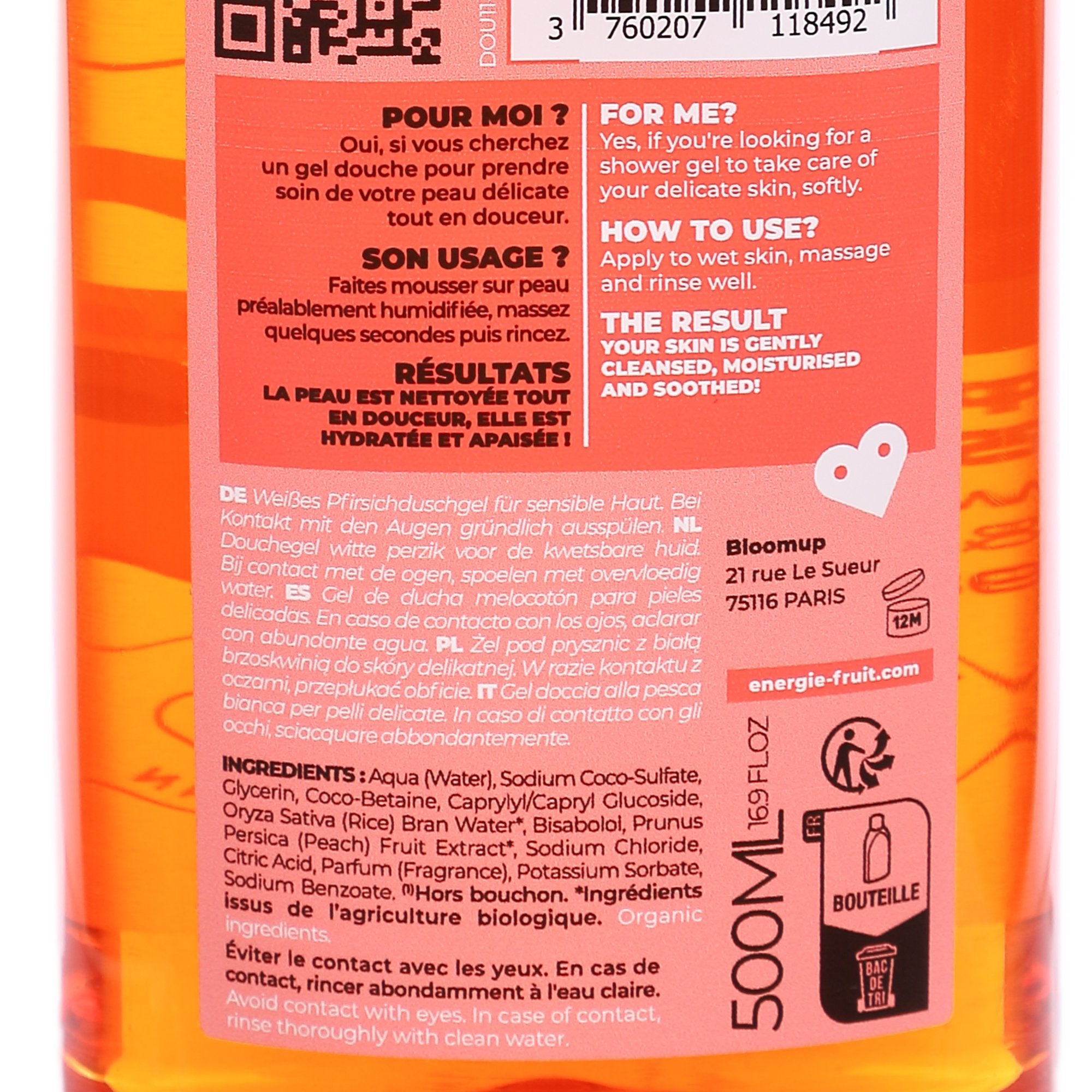 Stokomani Gel douche pêche blanche et eau de riz