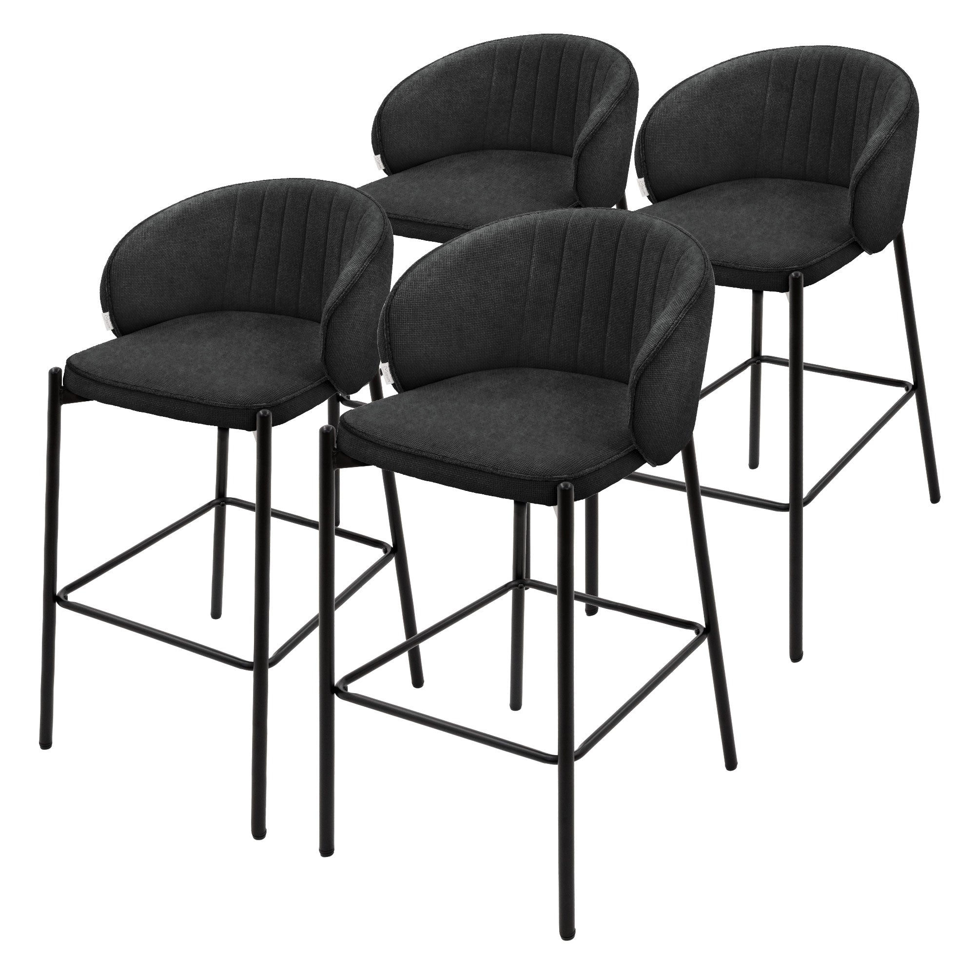 ECD Germany Möbel tabouret bar tissu anthracite lot de 2