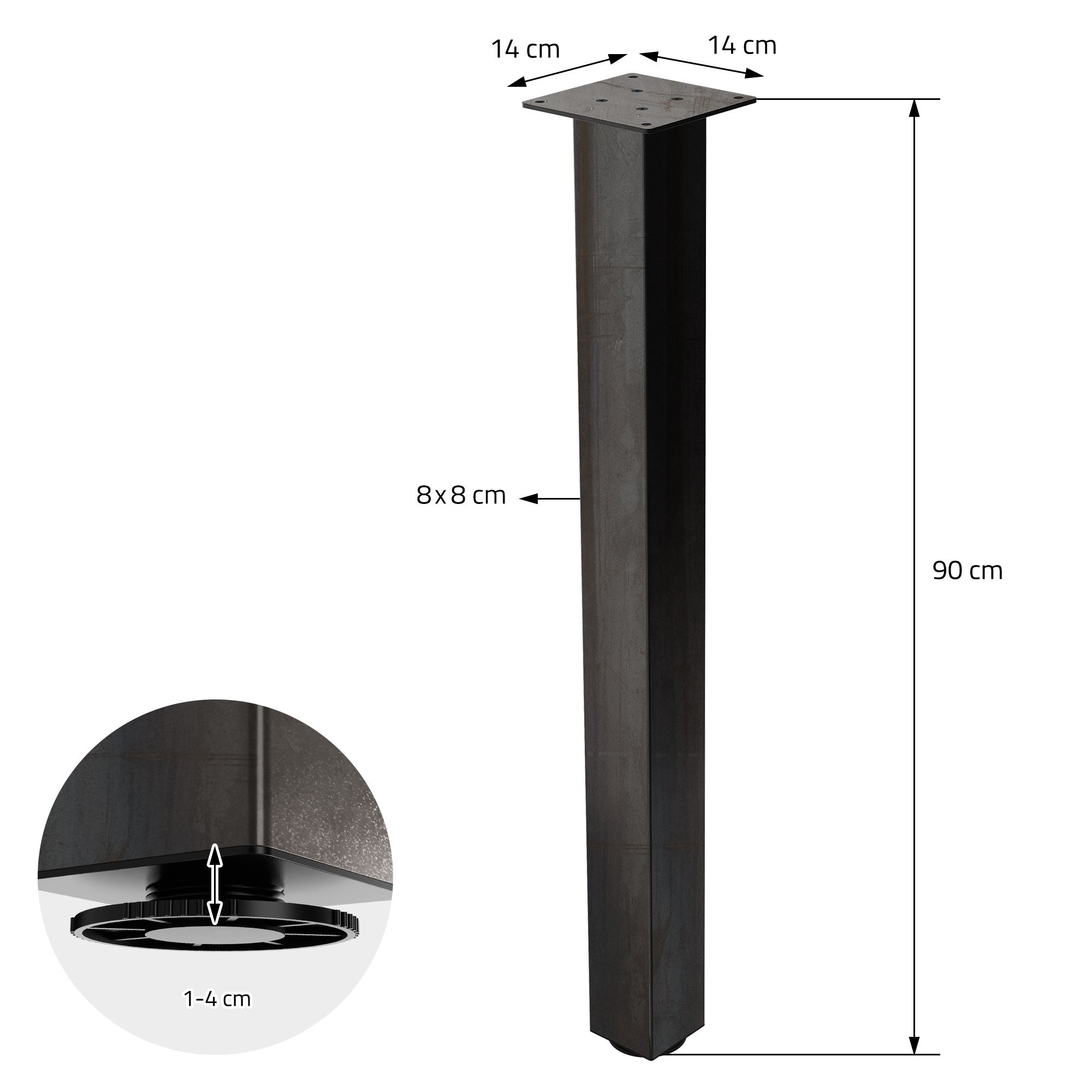 ECD Germany Pieds de table 90cm industriel acier lot 4