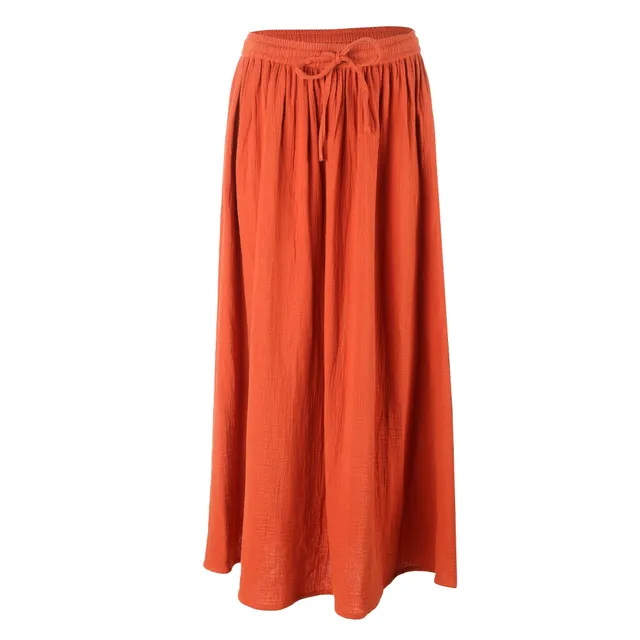 Jupe longue gaze de coton rouge taille 34 à 42