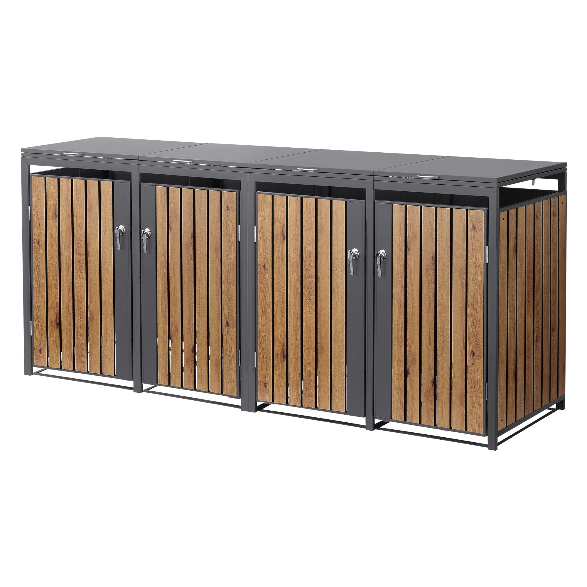 ECD Germany Garten Cache-poubelle 4x240L 264x80cm aspect chêne