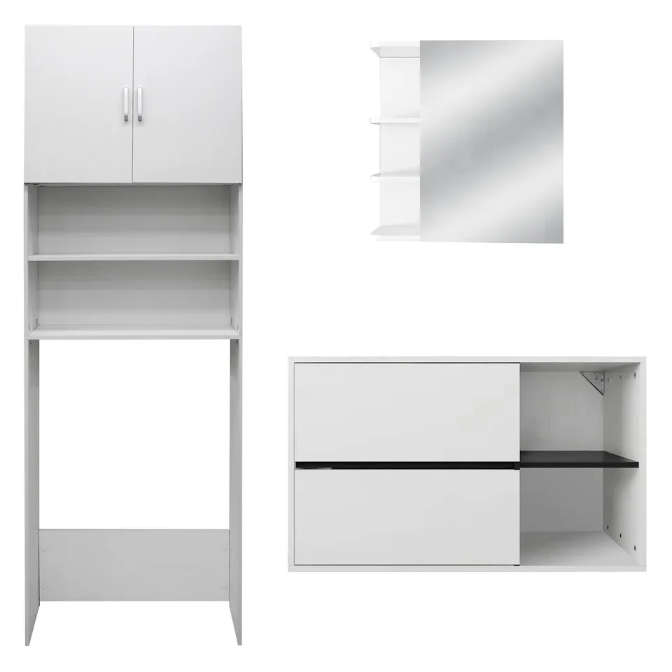 ECD Germany Möbel meuble salle de bain blanc 3 pièces ML-Design