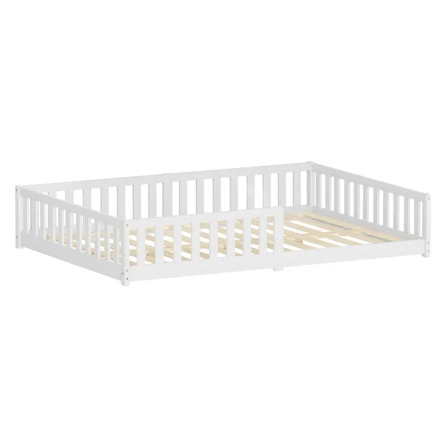 ML-Design lit enfant 140x200 cm blanc pin sommier barrière