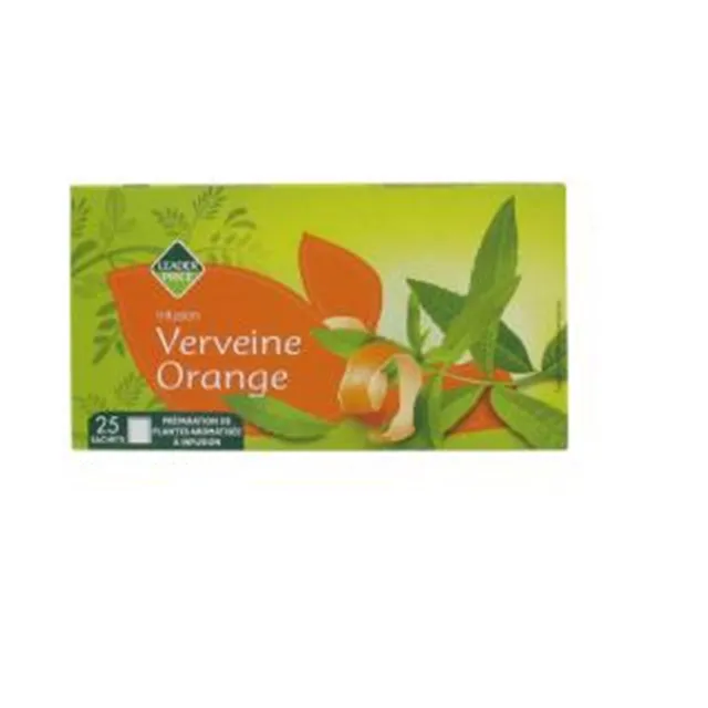 Leader Price Petit-déjeuner Infusion verveine orange 25 sachets 35g
