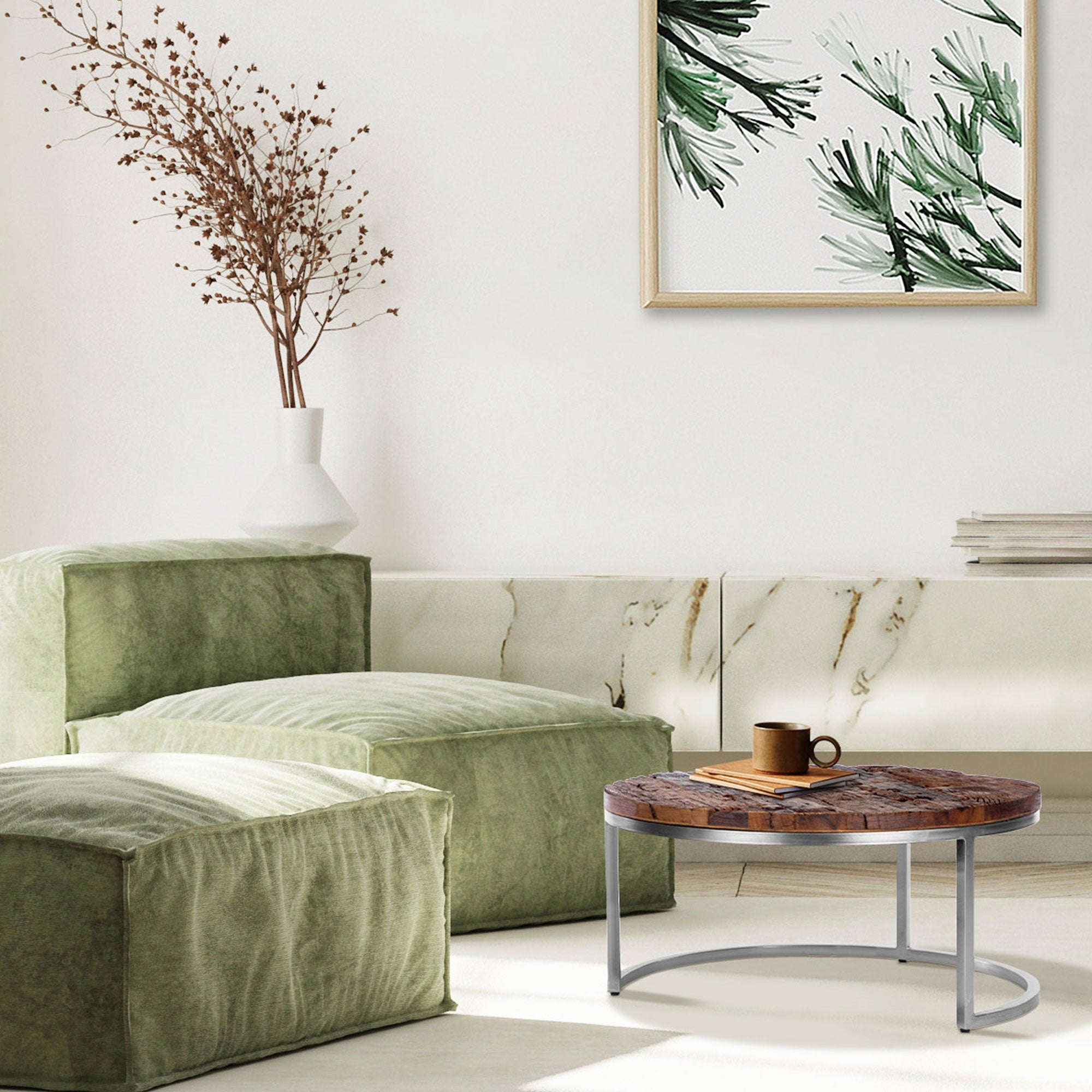ECD Germany table basse acacia naturel Ø 70x35 cm
