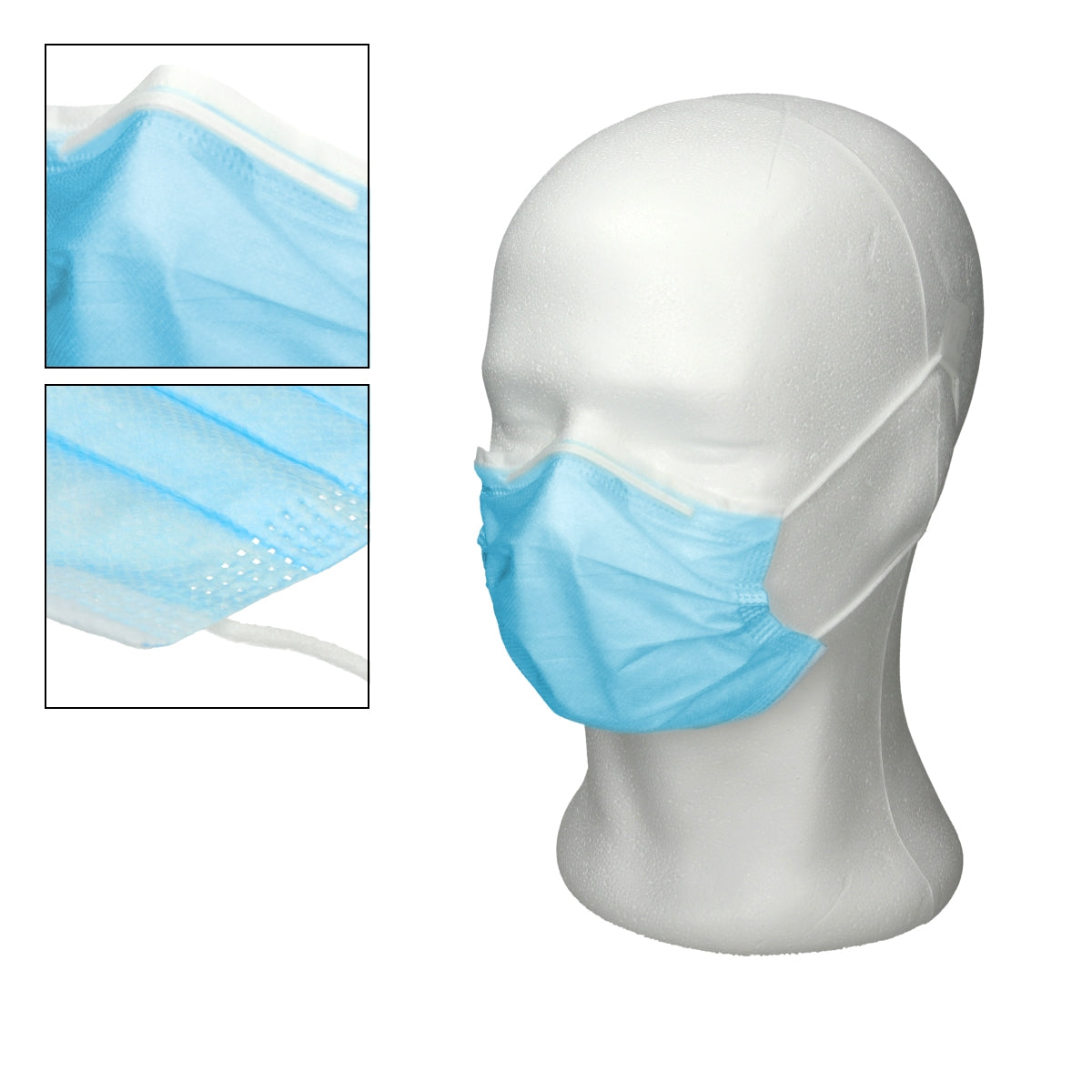 ECD Germany masque jetable bleu 3 plis boîte 50 à usage unique