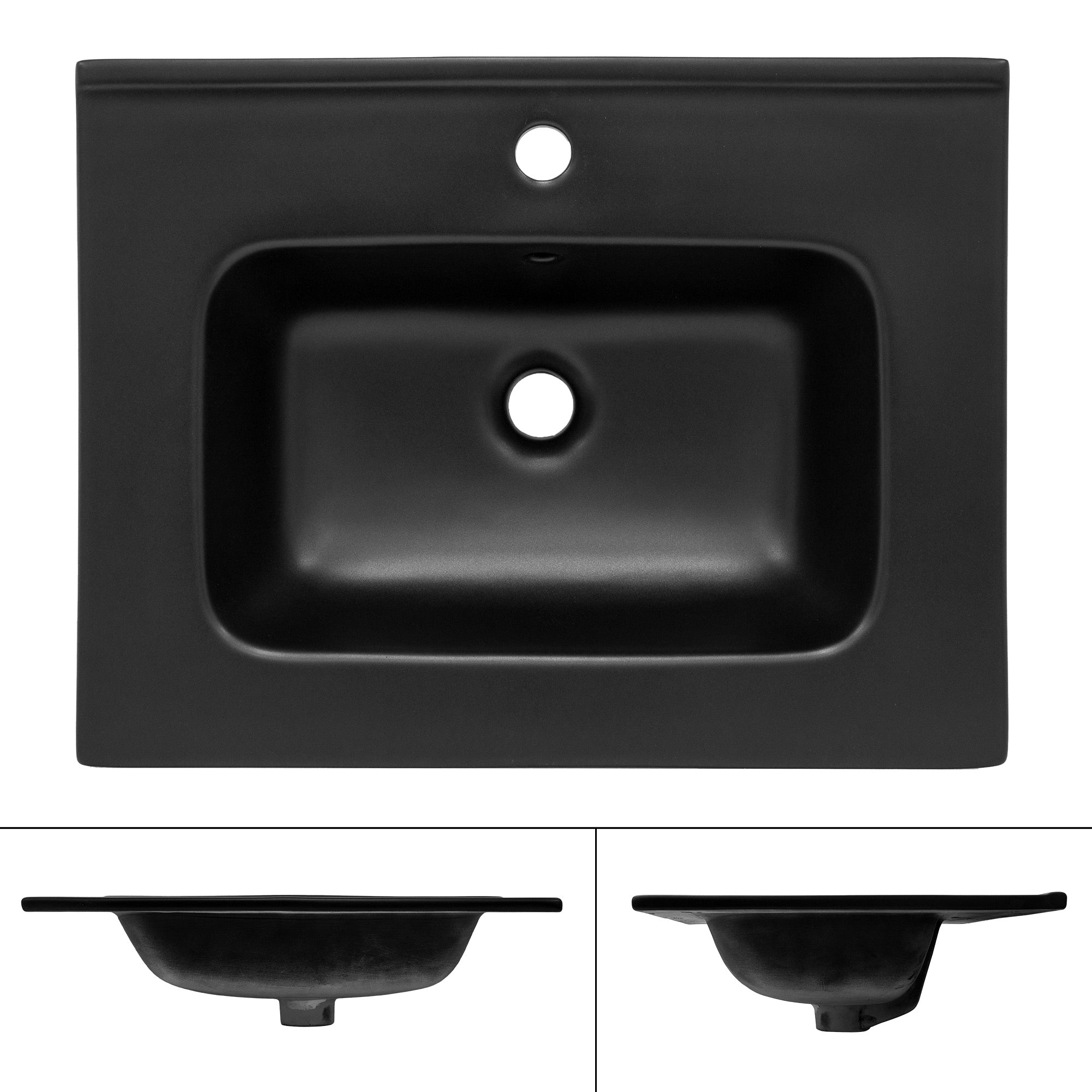 ECD Germany Sanitär lavabo céramique noir 61 cm bonde argent