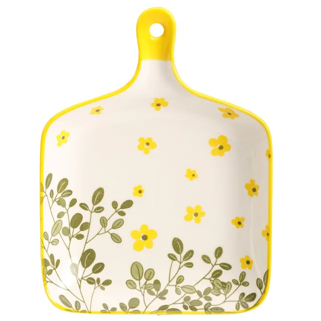 Plat céramique poignée 22x16cm jaune service