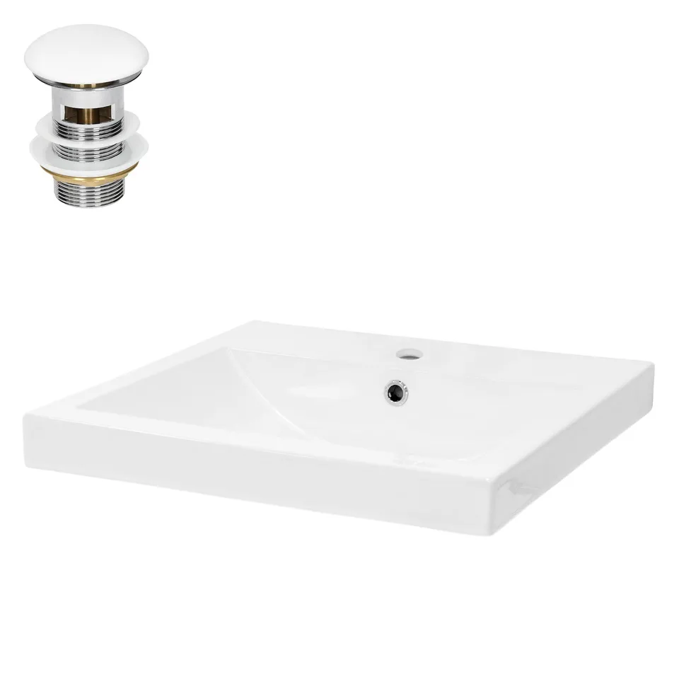ECD Germany Sanitär lavabo céramique blanc 54,5 cm + bonde