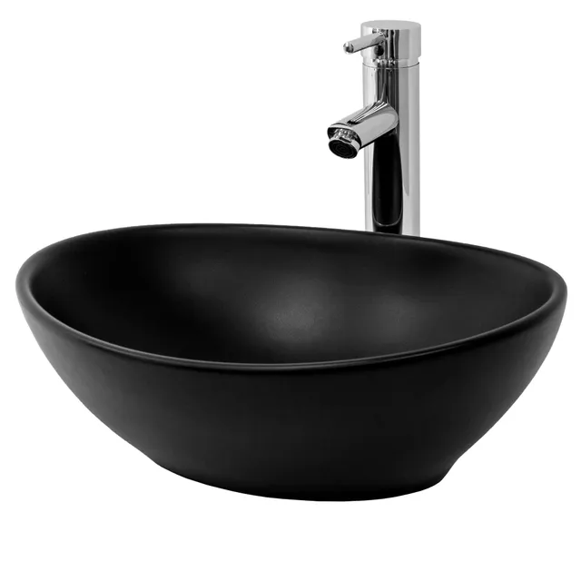 ECD Germany Sanitär Vasque ovale céramique noire 41 cm