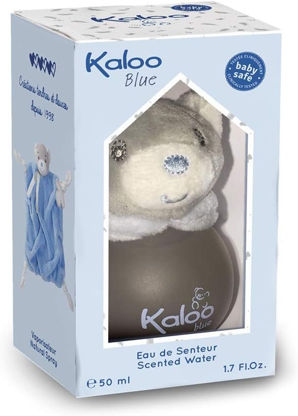 Kaloo Blue eau de senteur bébé bergamote sans alcool ourson