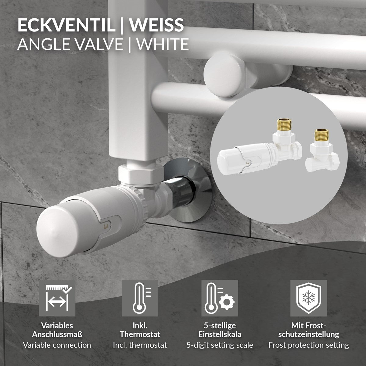ECD Germany Heizungen Robinet Radiateur 1/2 Coude Anthracite