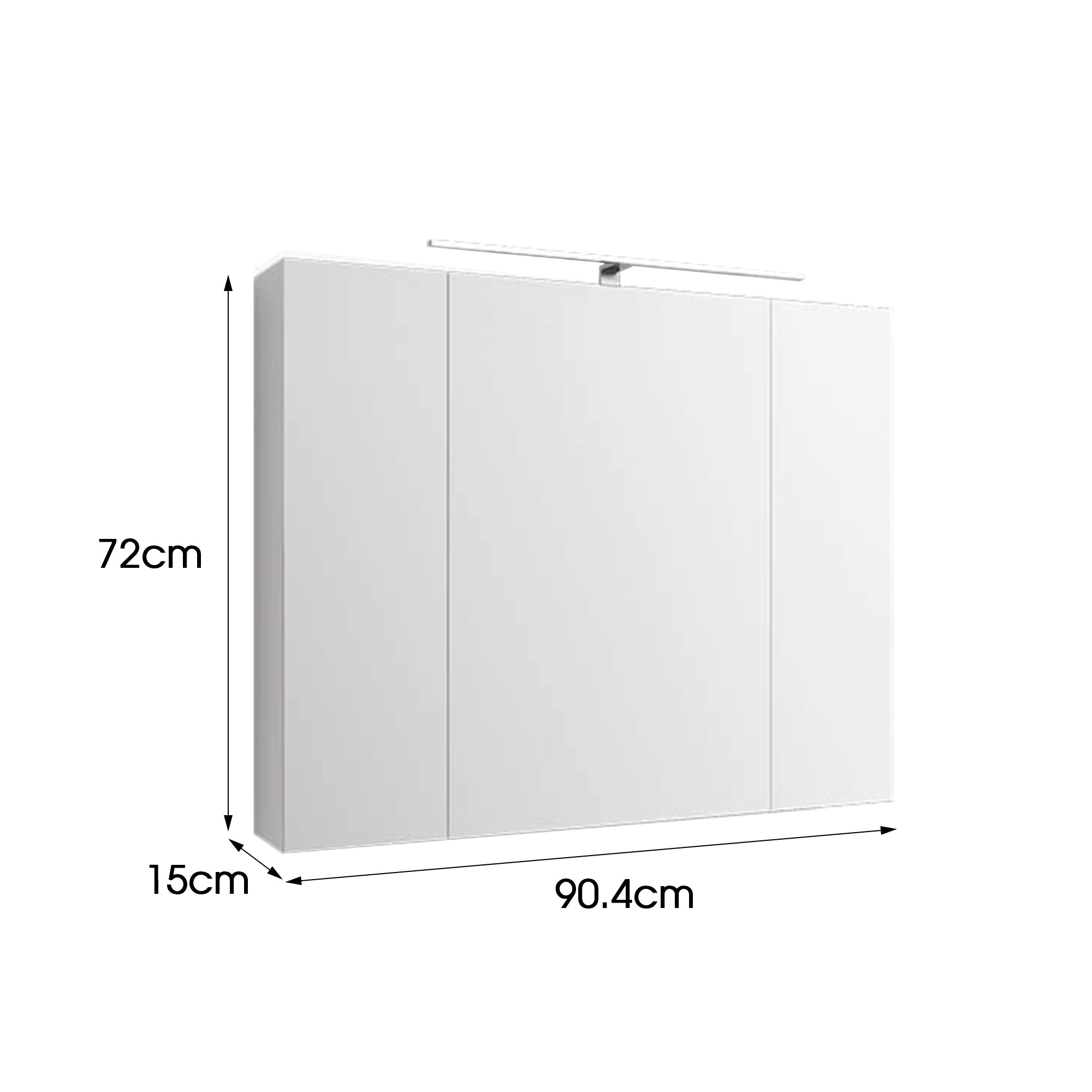ML-Design armoire miroir LED 3 portes blanche 90,4x72x15
