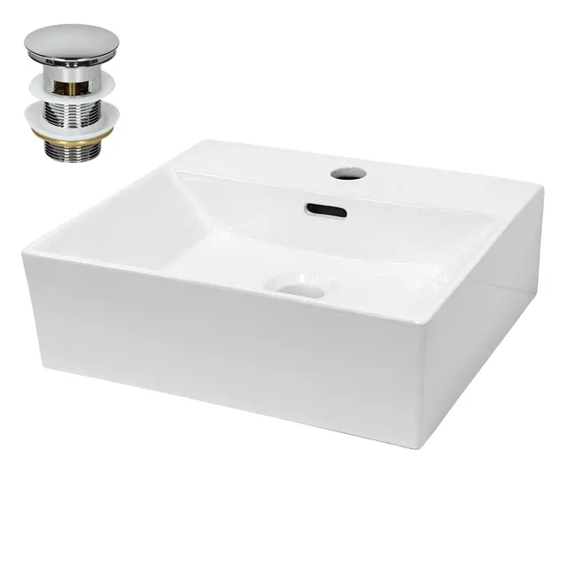 ECD Germany Sanitär lavabo 41,5x36 cm blanc céramique + bonde