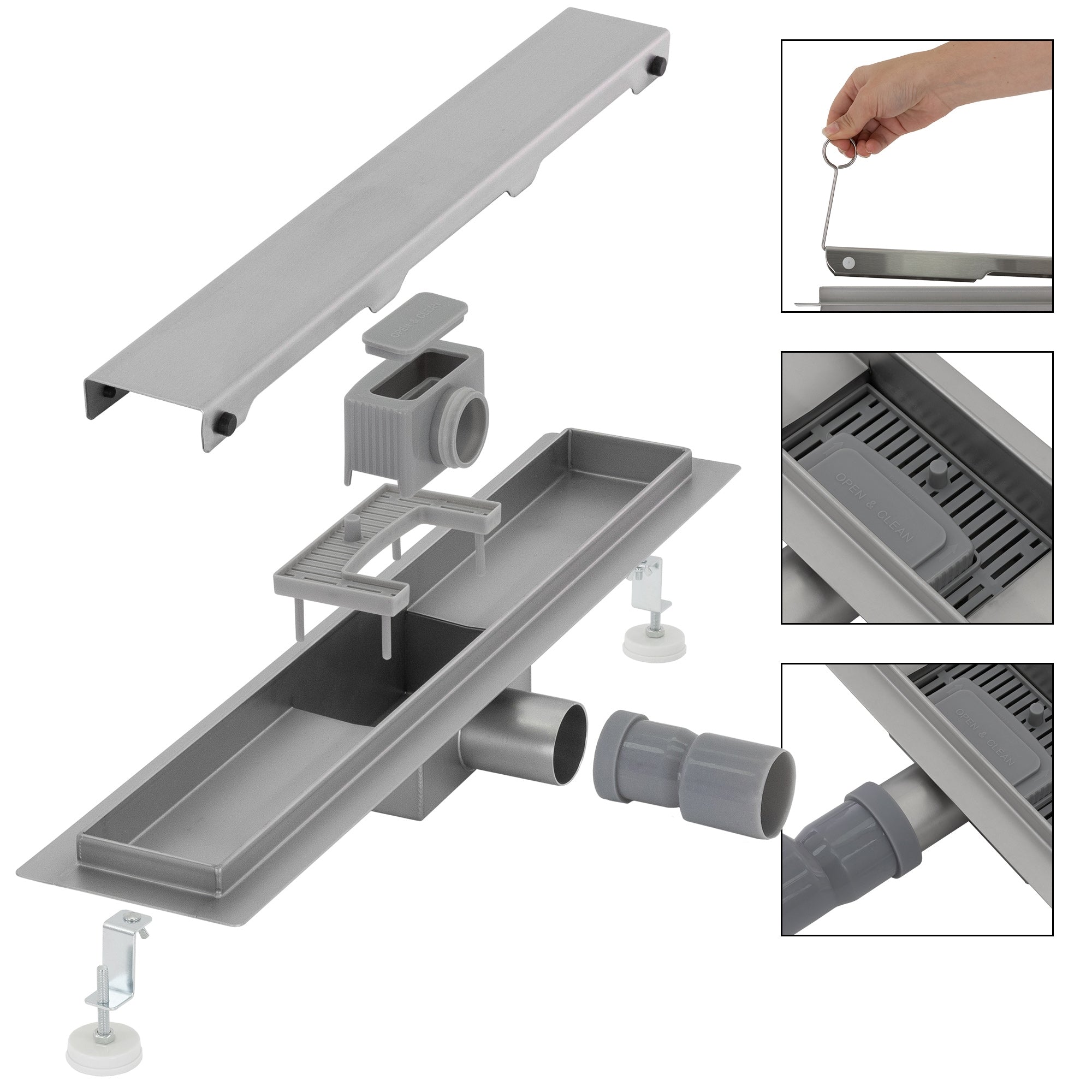 ECD Germany caniveau douche 60 cm inox argent ML-Design