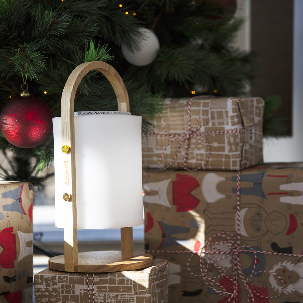 Red Deco Woody Play H37cm lampe sans fil enceinte bois