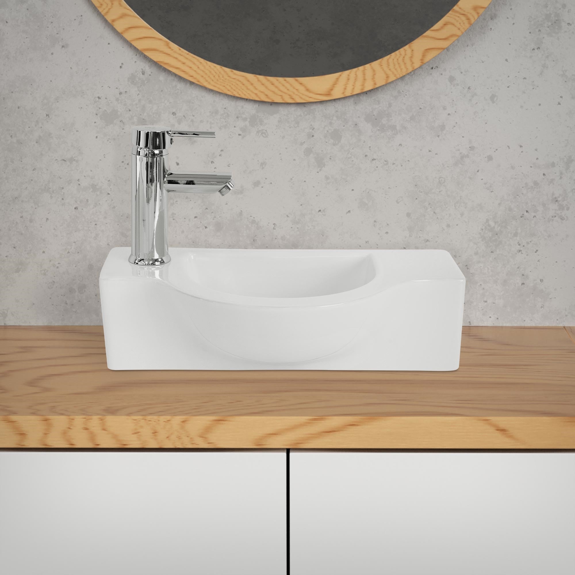 ML-Design lavabo céramique 44,5x25,5 blanc sans trop-plein