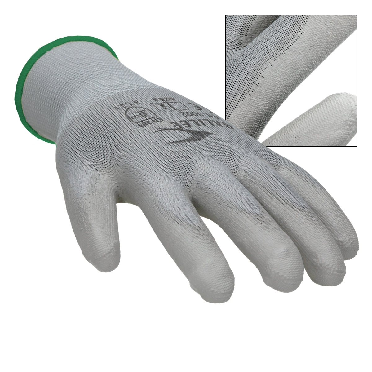 ECD Germany Gants travail PU gris XXL lot 4 paires