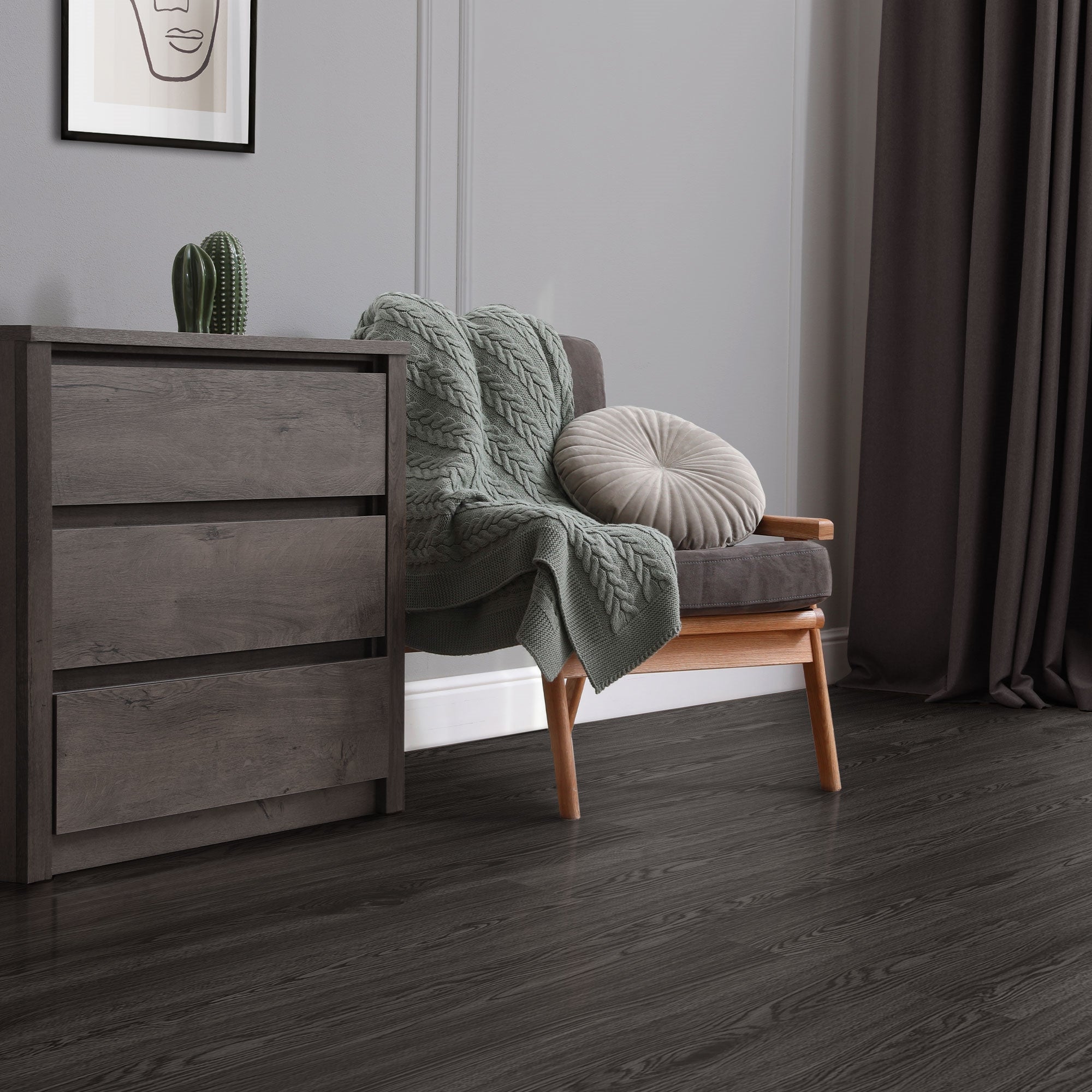 ECD Germany Bauen sol vinyle chêne gris foncé 2,23 m²