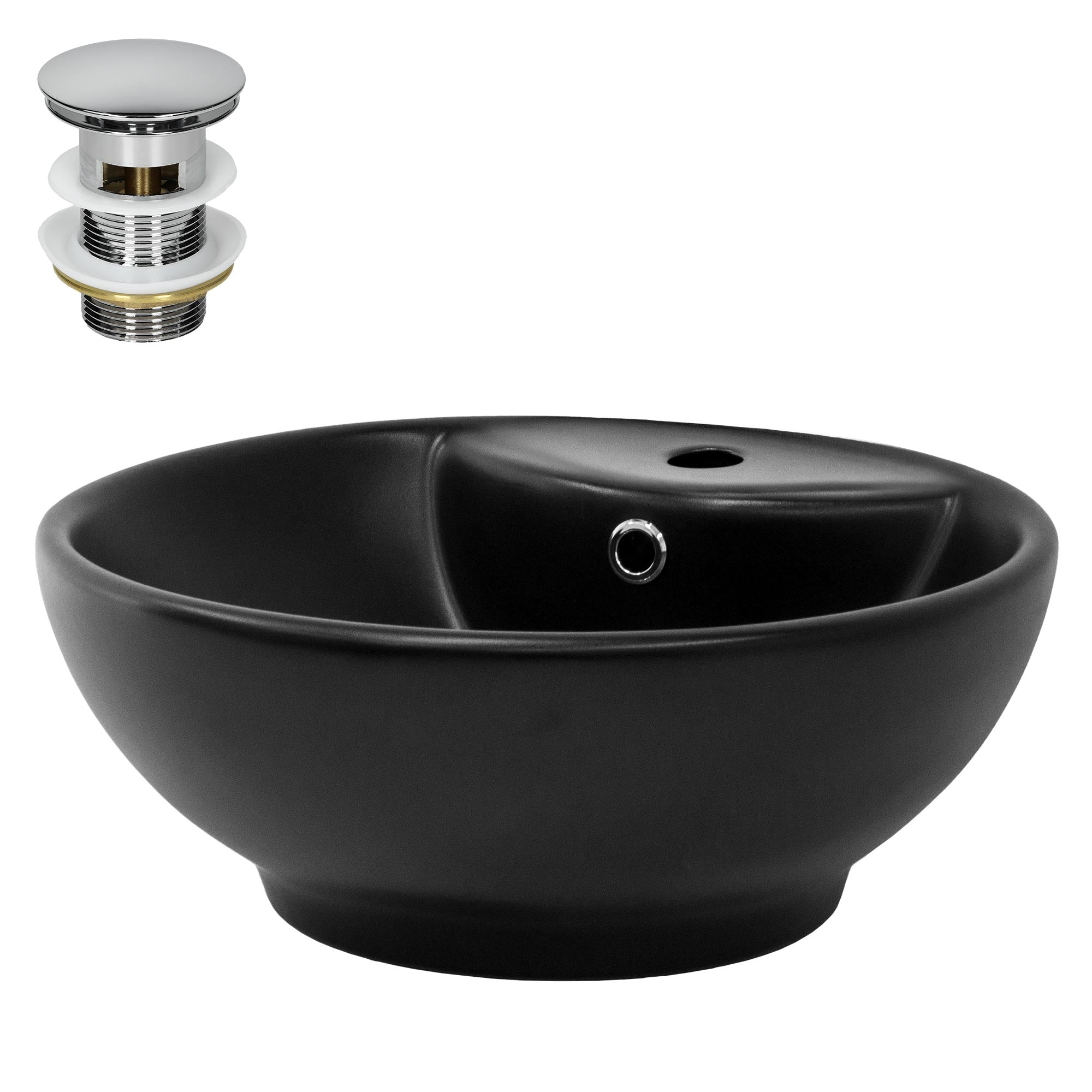 ECD Germany ML-Design vasque ronde noire 45,5 cm + bonde