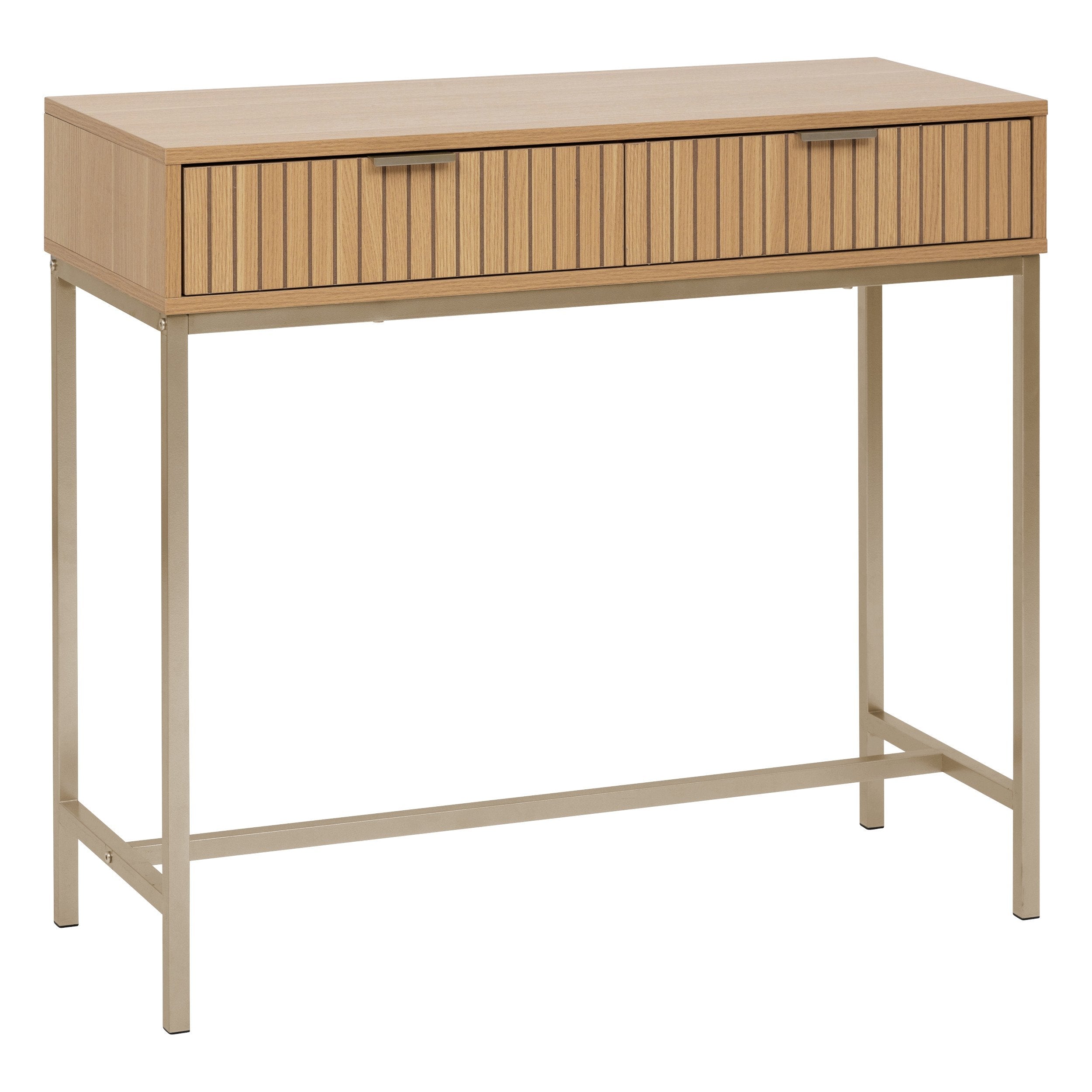 Stokomani Maison Console Tasso 2 tiroirs bois naturel