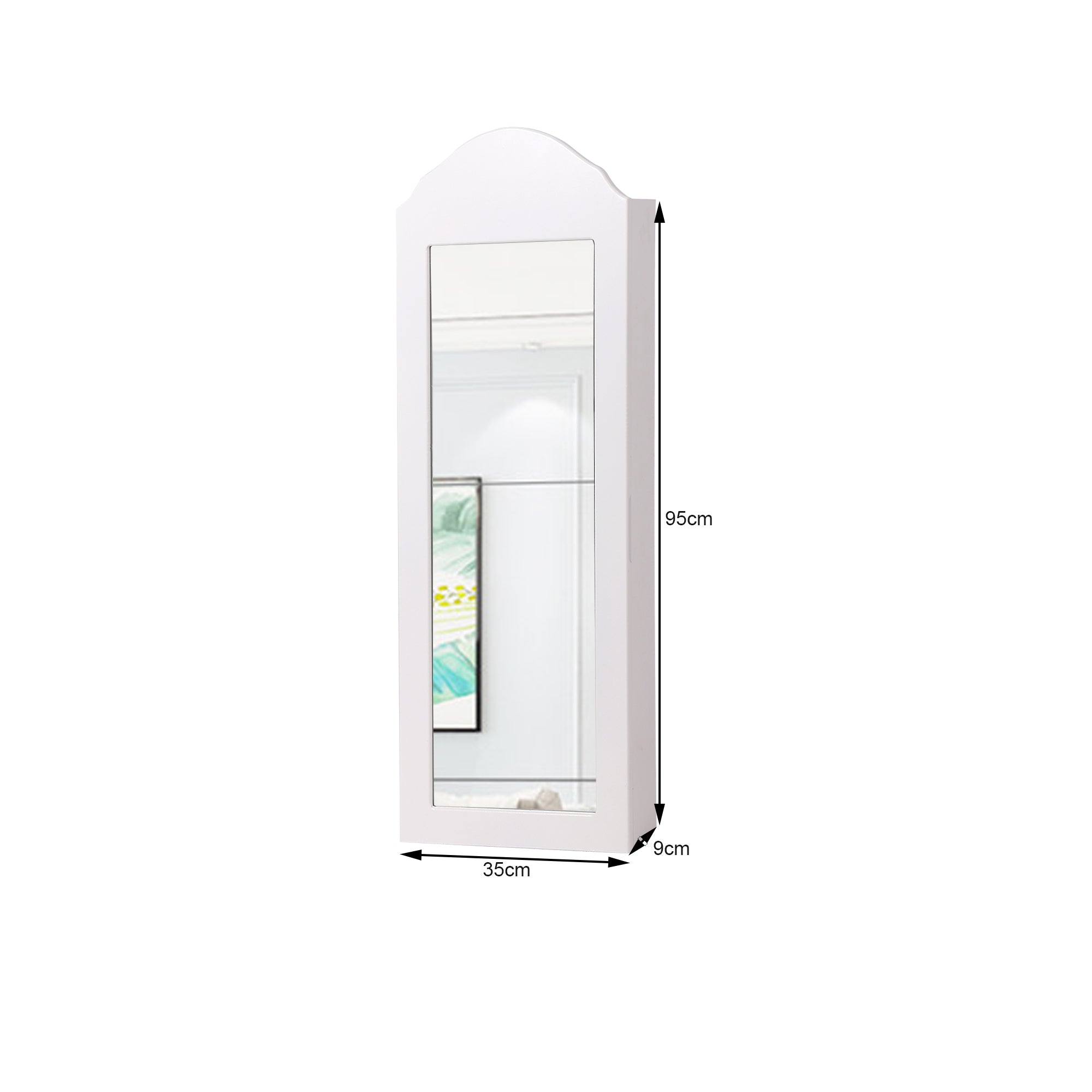 ML-Design Möbel armoire à bijoux miroir blanc 95x35x9 cm