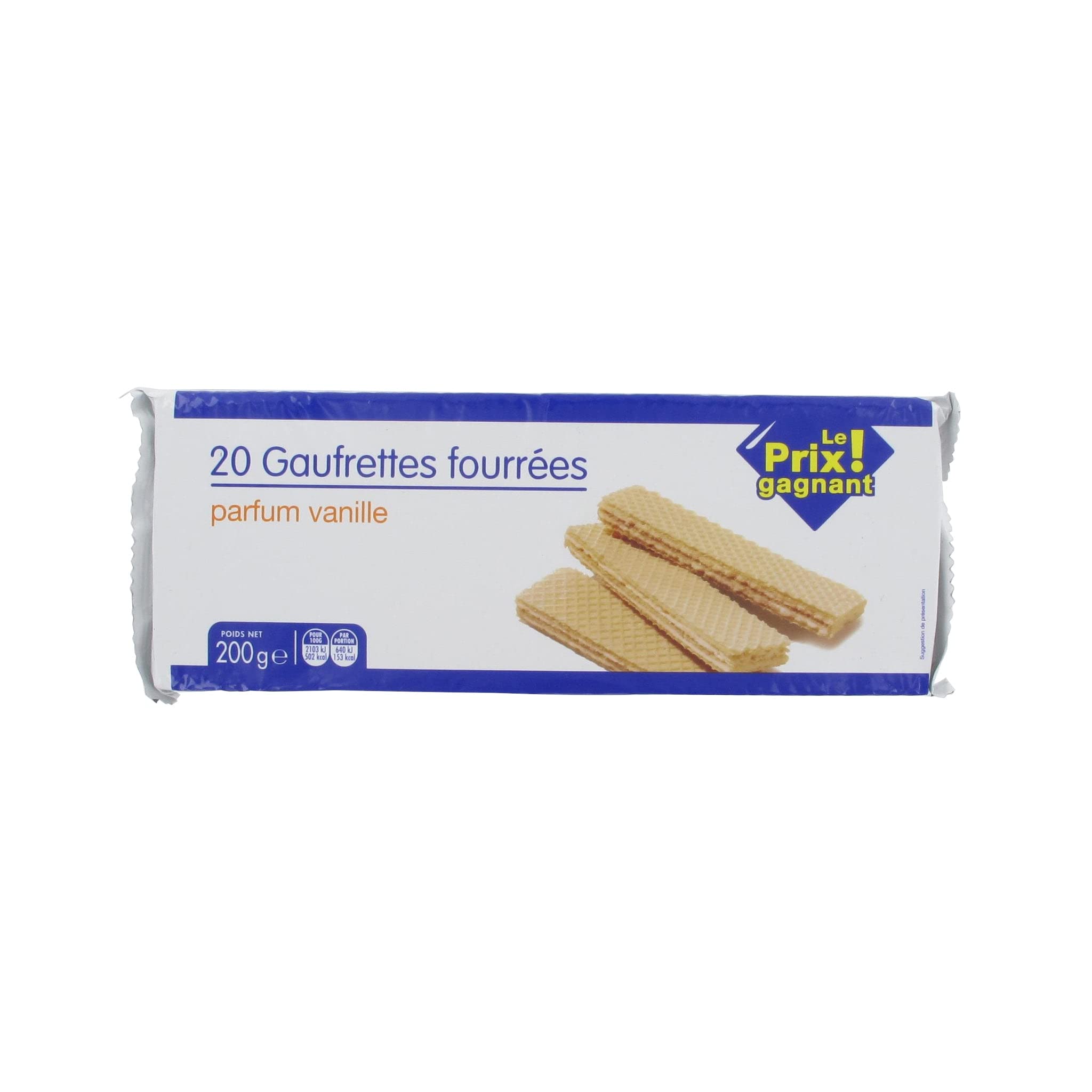 Leader Price gaufrettes fourrées vanille x20 200g