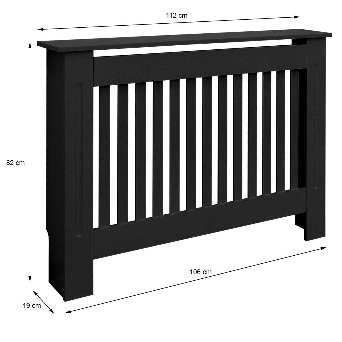 ECD Germany cache radiateur MDF noir 112x19x82 campagne