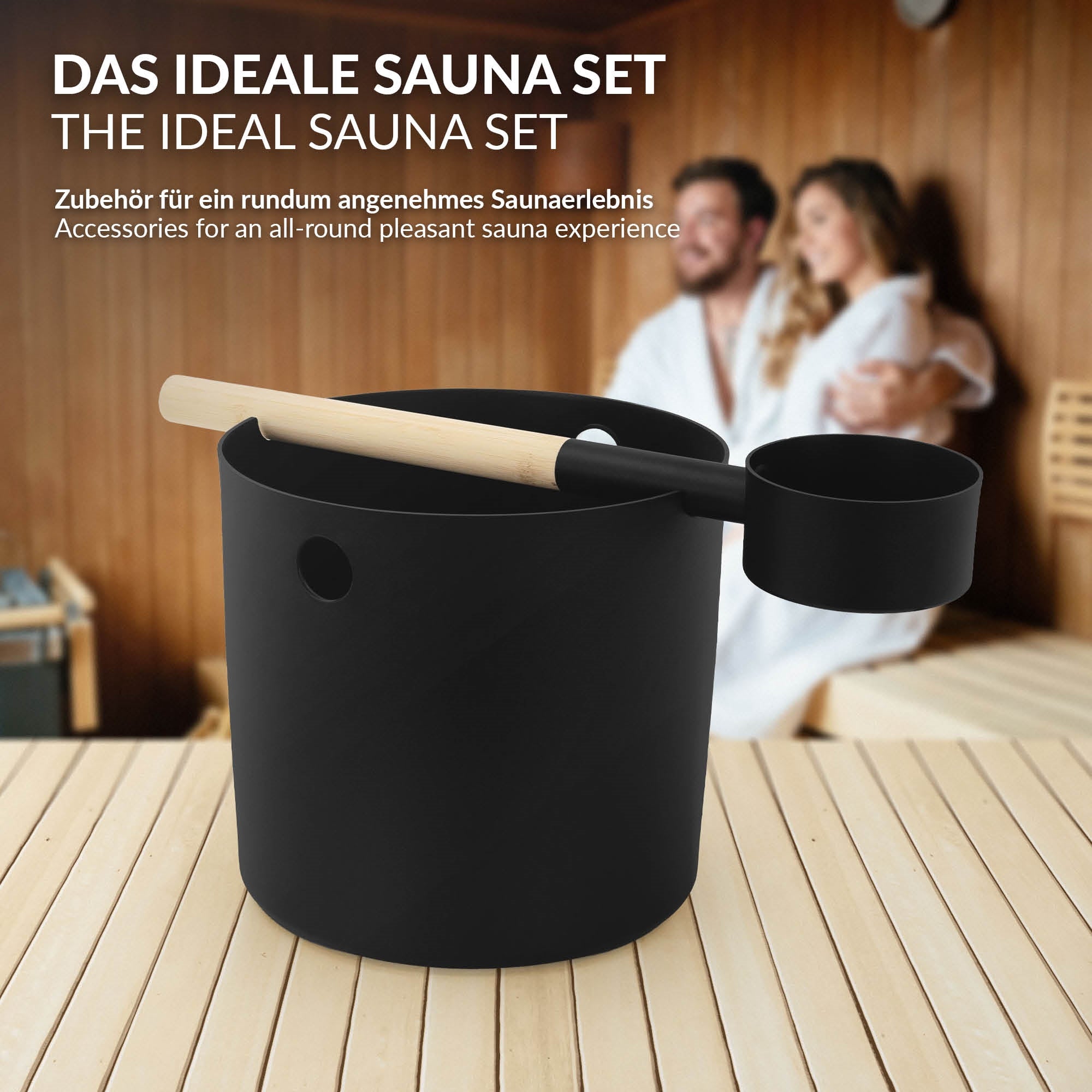 ECD Germany Haus Wohnen LuxeBath kit sauna seau 7L noir 2 pièces