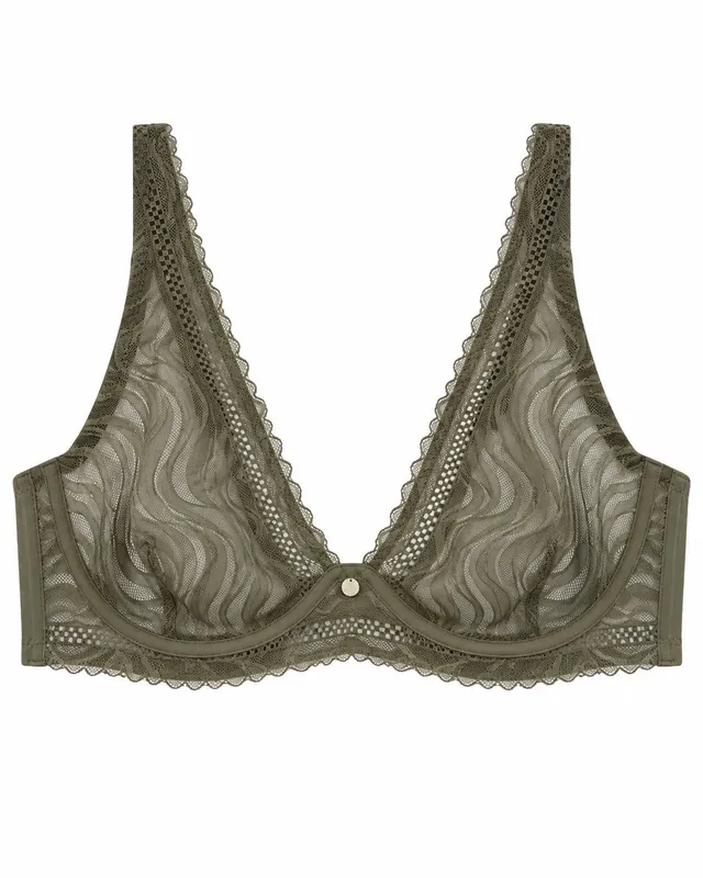 Bella Diva soutien-gorge foulard dentelle zébrée kaki