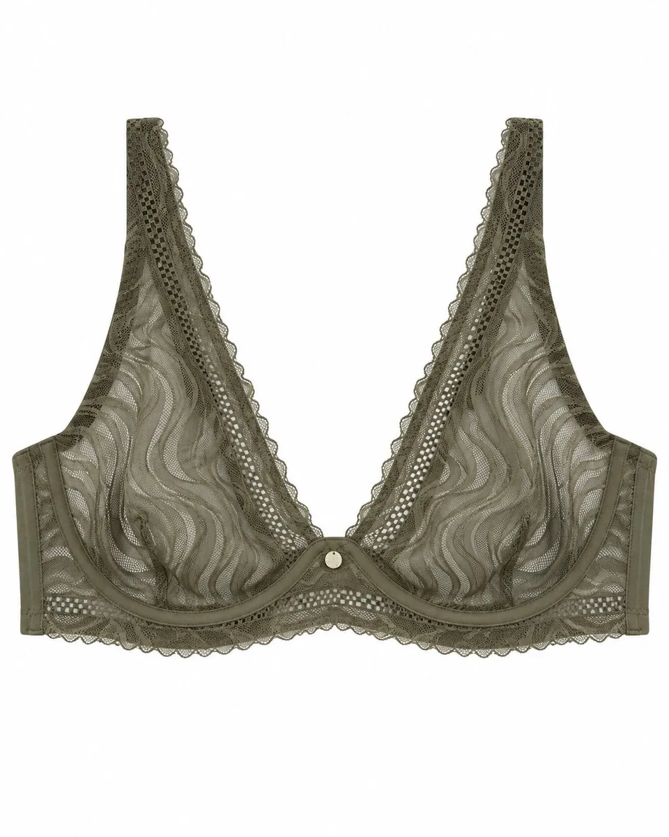 Bella Diva soutien-gorge foulard dentelle zébrée kaki