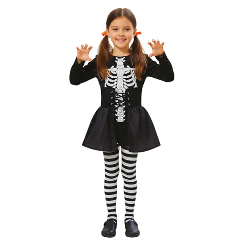 Shop-Story Loisirs déguisement squelette fille 4/6 ans 3 pièces