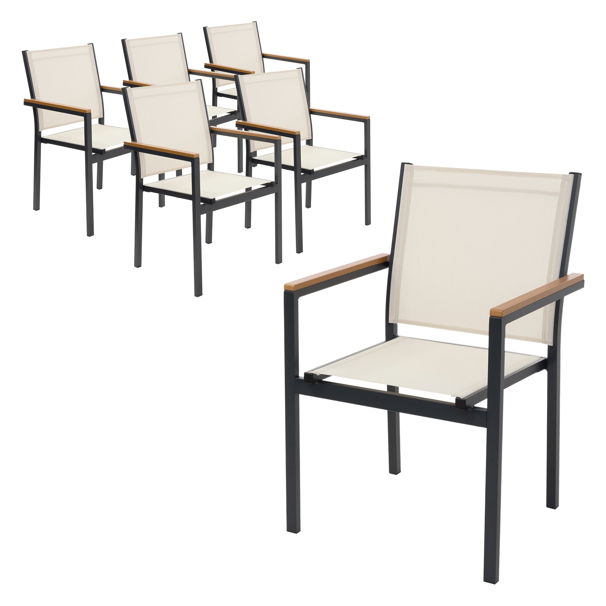 ECD Germany Garten chaise jardin beige textilène lot 2