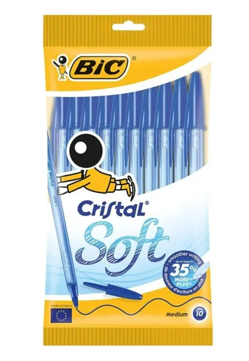 Stokomani Crystal Soft 10 stylos bille bleus