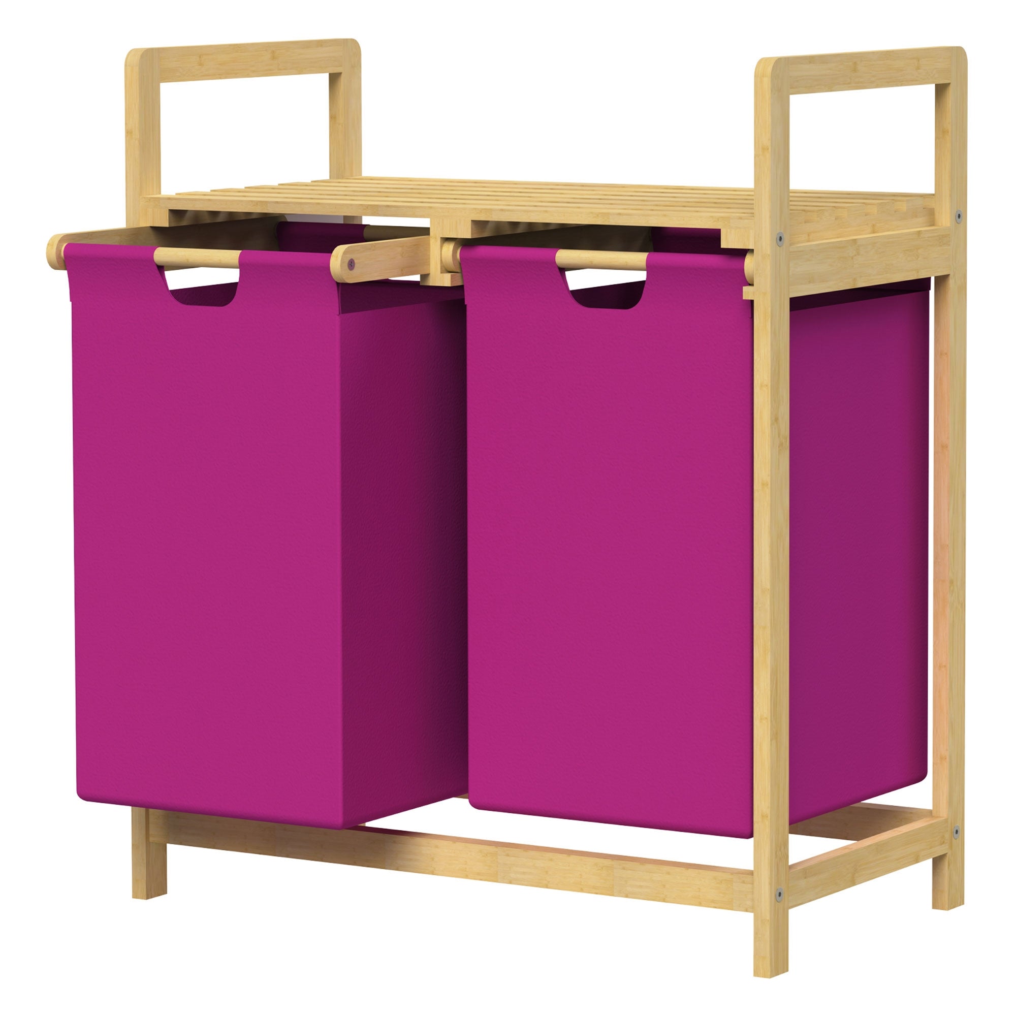 ECD Germany Möbel panier linge bambou 2x30L bleu foncé