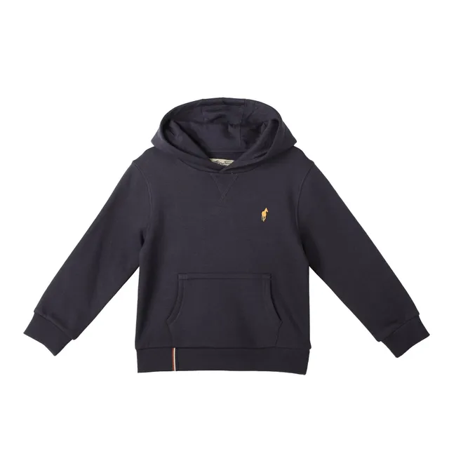 Sweat à capuche enfant bleu foncé broderie 12A