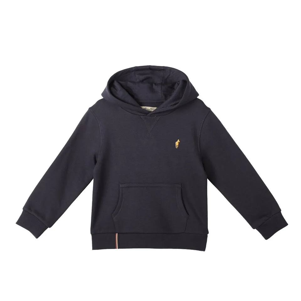 Sweat à capuche enfant bleu foncé broderie 12A
