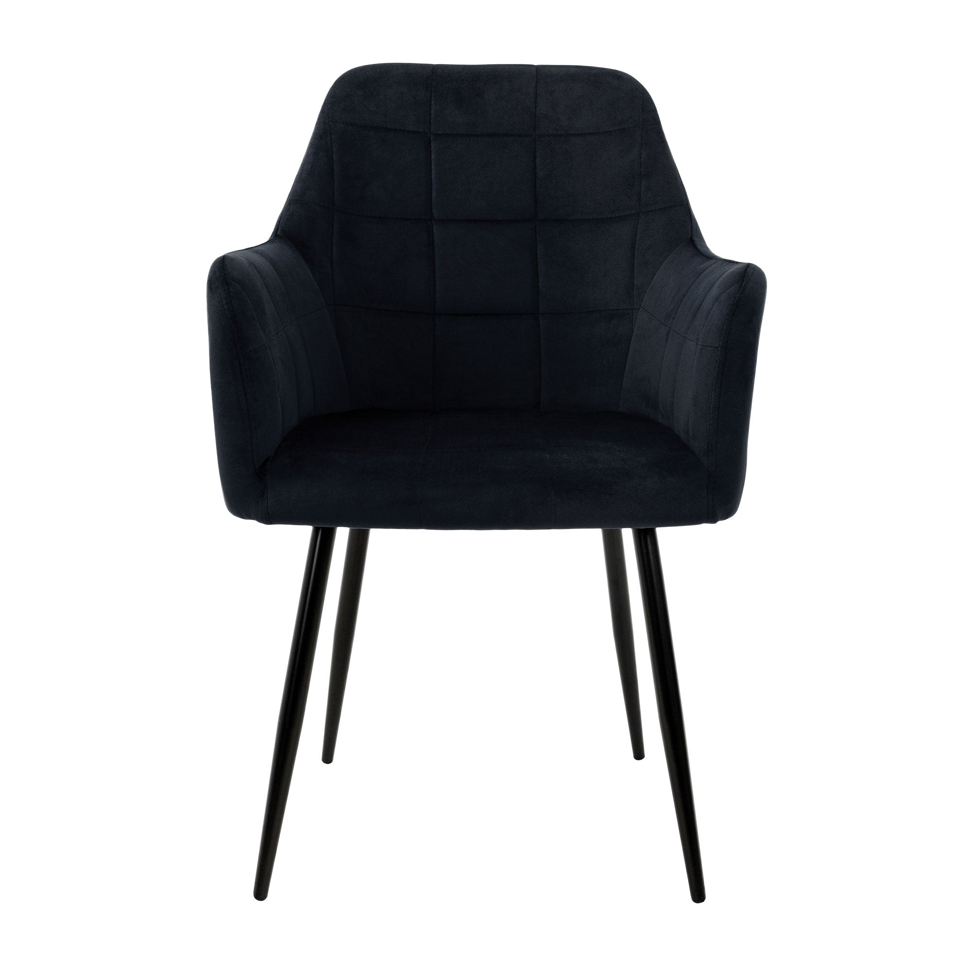 ECD Germany Möbel Chaise velours noir lot de 6 avec accoudoirs